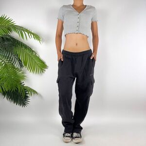 Men's Vintage Y2K AND1 Black Low Rise Baggy Casual Lounge Cargo Sweatpants / M